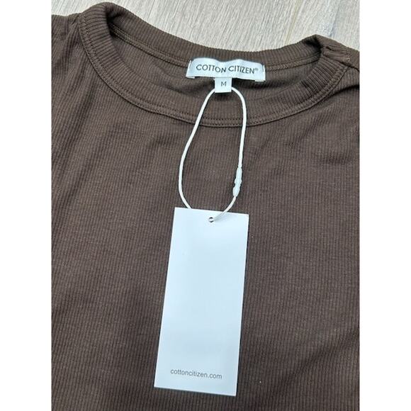 NWT Cotton Citizen Womens Verona Ribbed Crop Top Long Sleeve Knit Brown Size M - Picture 3 of 8